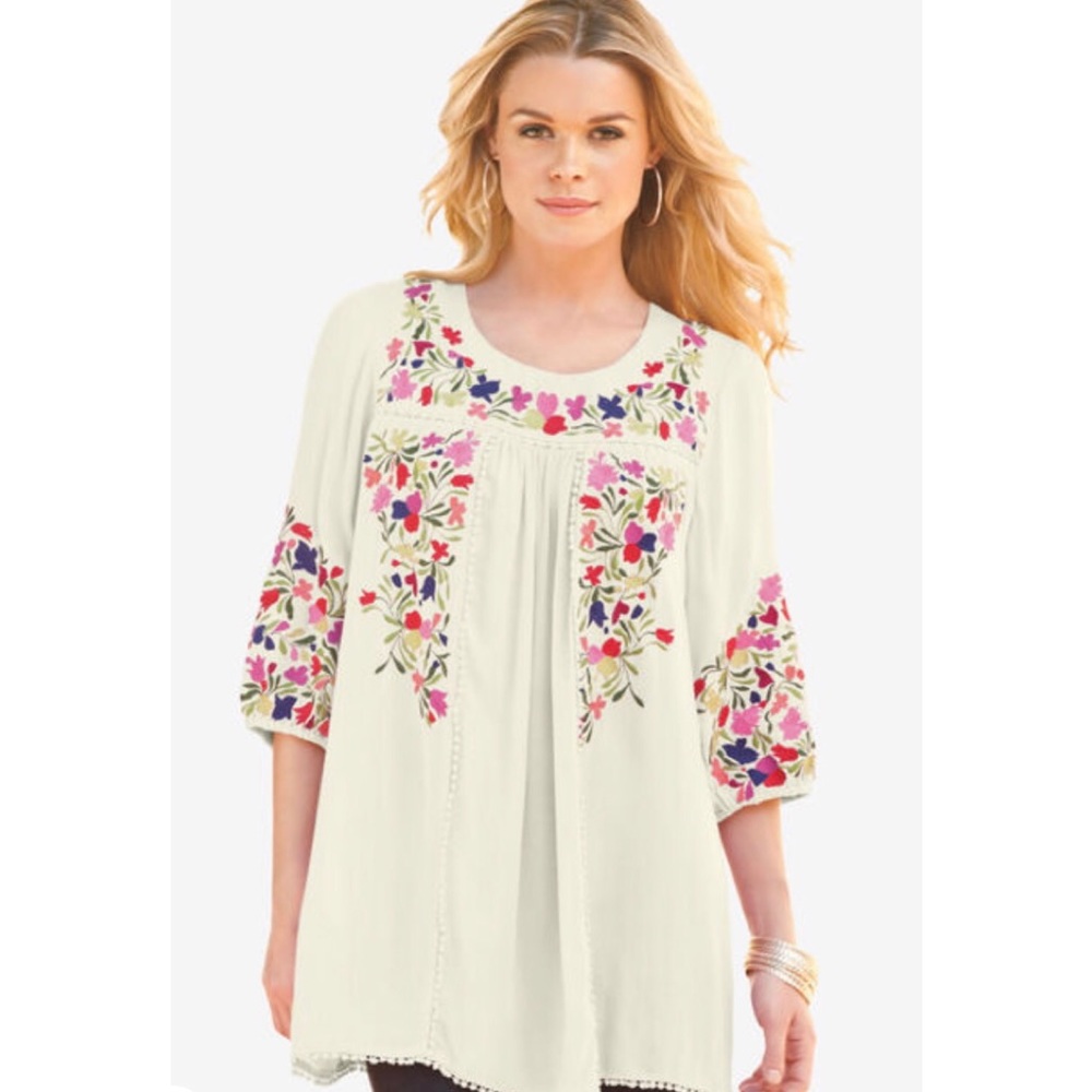 Roaman’s NWT Boho Peasant Tunic Wms plus sz 32W